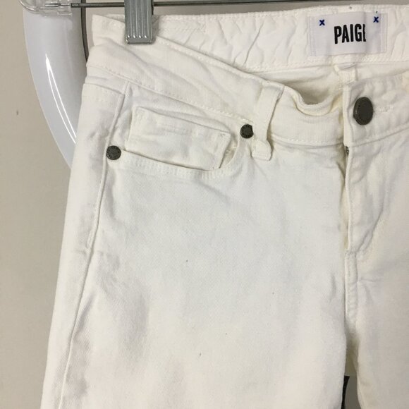 PAIGE Premium Denim Optic White KYLIE CROP 5 Pocket Logo Hardware Jeans - Picture 6 of 13